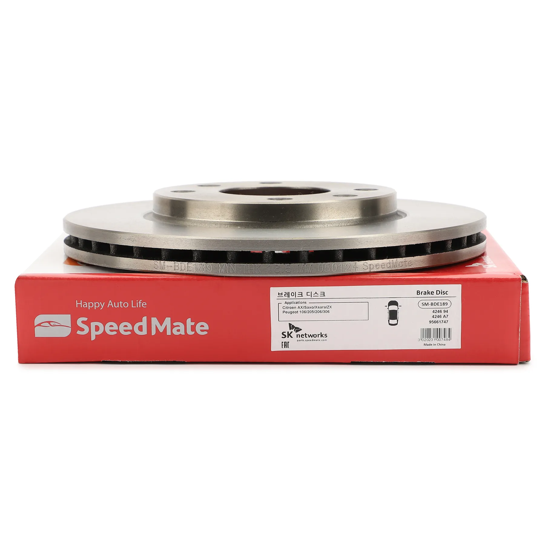 Диск тормозной передний CITROEN AX,SAXO,XSARA,ZX/PEUGEOT 106,205,206,306 SPEEDMATE SM-BDE189