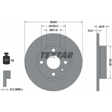 Диск тормозной задний с покрытием PRO HOLDEN/OPEL/VAUXHALL TEXTAR 92111003