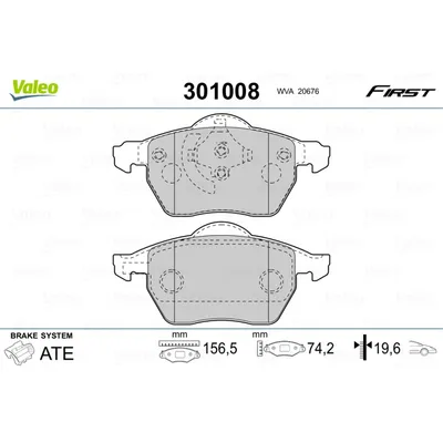 Колодки тормозные передние VALEO 301 008