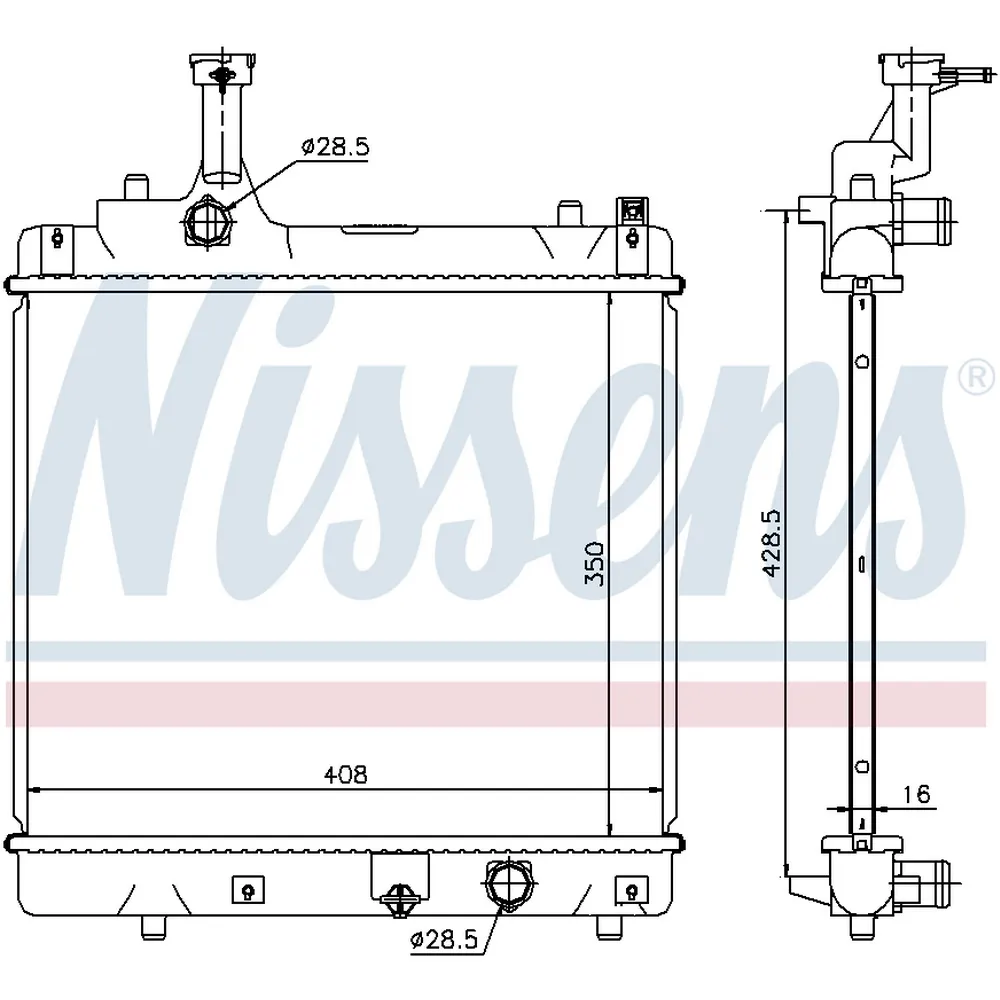 Радиатор системы охлаждения NISSAN PIXO (UA0) 1.0 09- SUZUKI ALTO V (GF) 1.0 09- МКПП NISSENS 69401