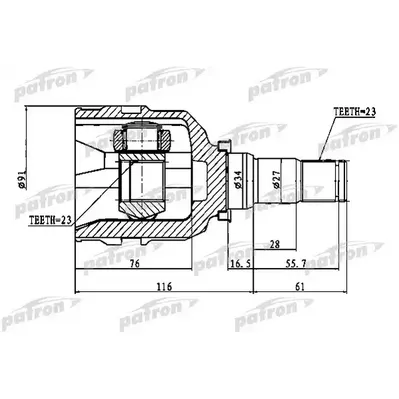 ШРУС внутренний 23X34X23 Toyota Carina E 1992-1997, Toy PATRON PCV1768