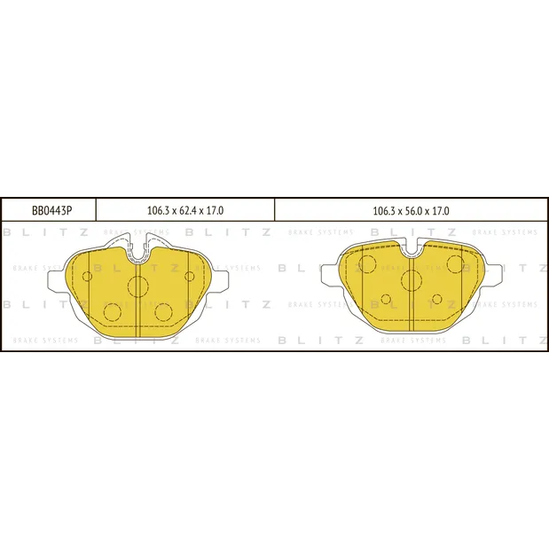 Колодки тормозные дисковые задние BMW 5(F10,F11)/ X3(F25)/ X4(F26)/ Z4(E89) 09-> BLITZ BB0443P