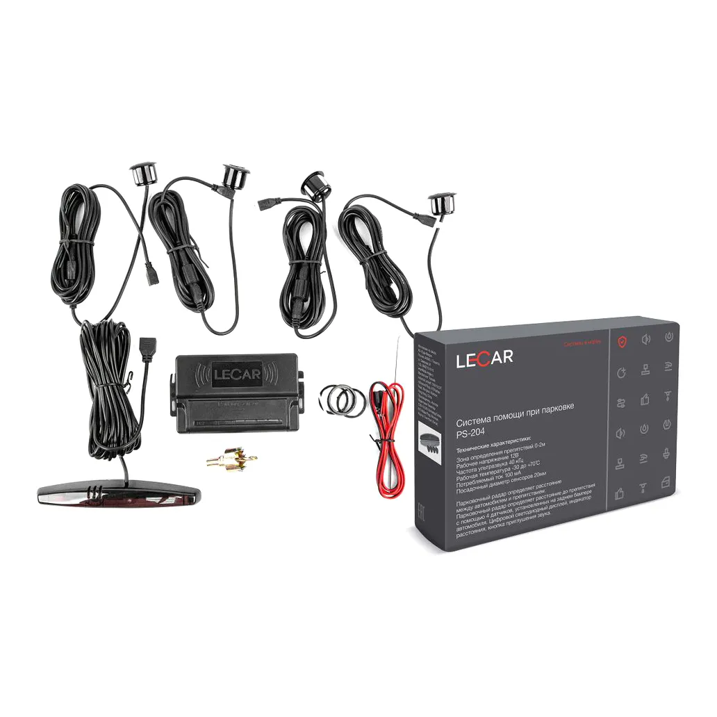 Система помощи при парковке LECAR PS-204 Black 4 датчика, цвет черный LECAR LECAR000010607