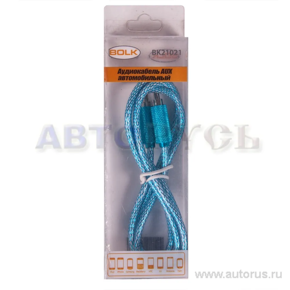 Аудиокабель AUX автомобильный BLUE BOLK BK21021BL L=1 м