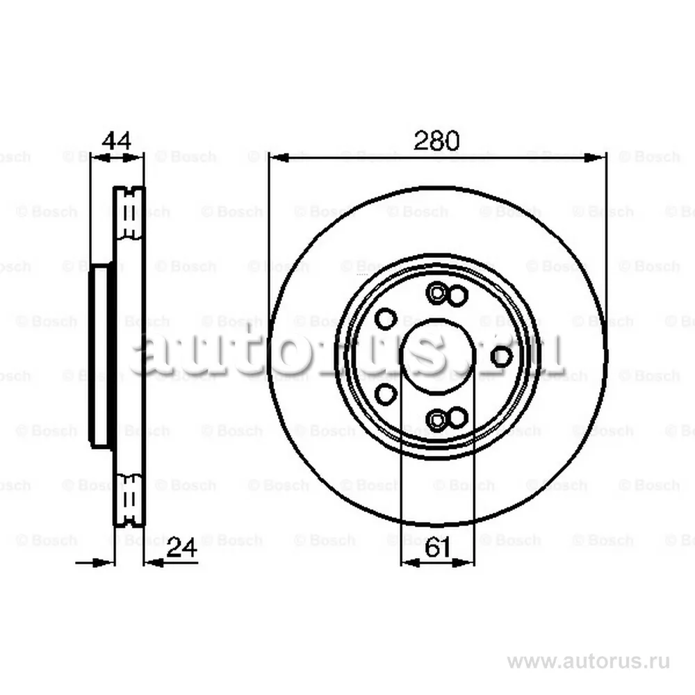 Диск тормозной RENAULT: ESPACE III 96-02, LAGUNA 93-01, LAGUNA GRANDTOUR 95-01, SAFRANE I 92-96, BOSCH 0986478734
