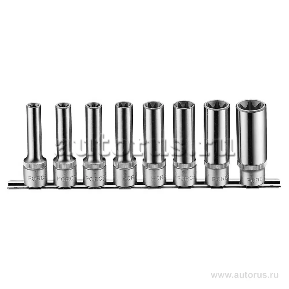 Набор длинных головок 1/2 на планке 8пр. Е10-Е24 FORCE 4083