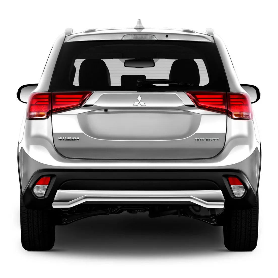 Защита заднего бампера d42 волна Rival для Mitsubishi Outlander III рестайлинг 2018-н.в., нерж. сталь, R.4015.003