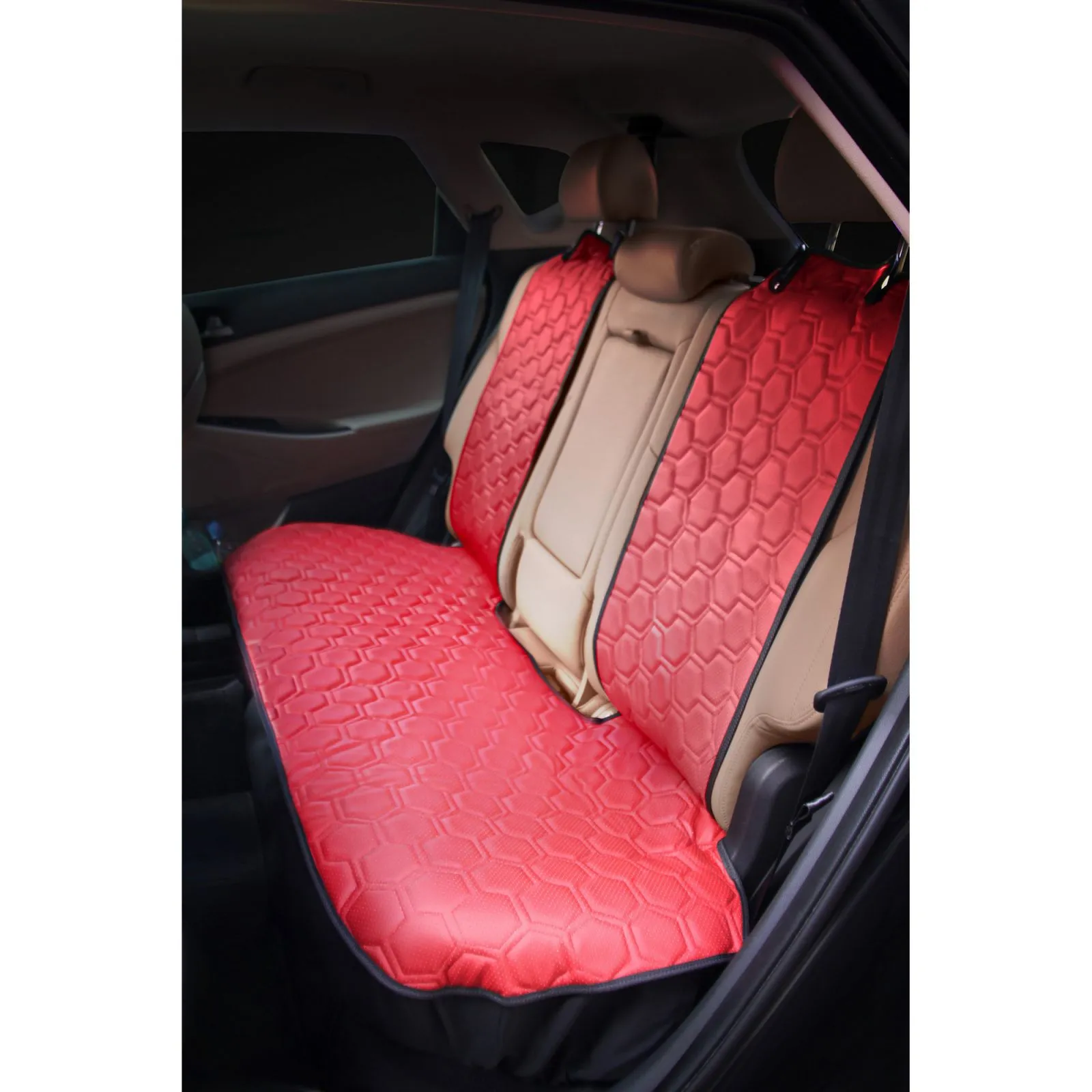 Накидка Алькантара, задняя (3 предмета), экокожа с перфорацией, красная AIRLINE ACS-SB-04