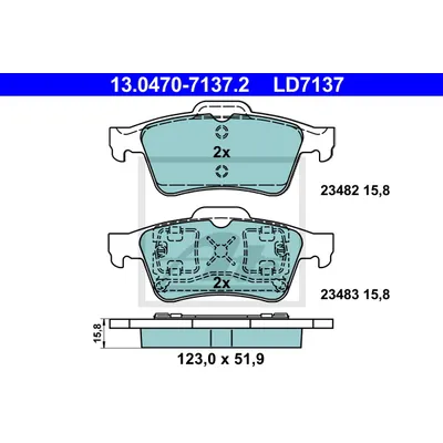 КОЛОДКИ ЗАД REN LAGUNA/MEGAN/VEL SATIS 01-/NIS PRIMERA 02-(CERAMIC) ATE 13047071372
