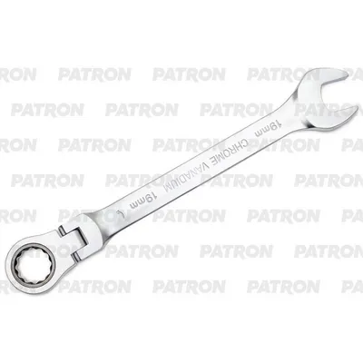 Ключ комбинированный трещоточный с шарниром, 19 мм PATRON P-75719F