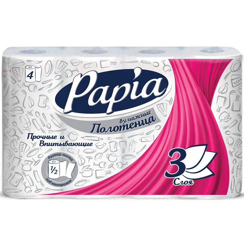 Полотенца бумажные Papia 3 сл. 4рул/уп 483026
