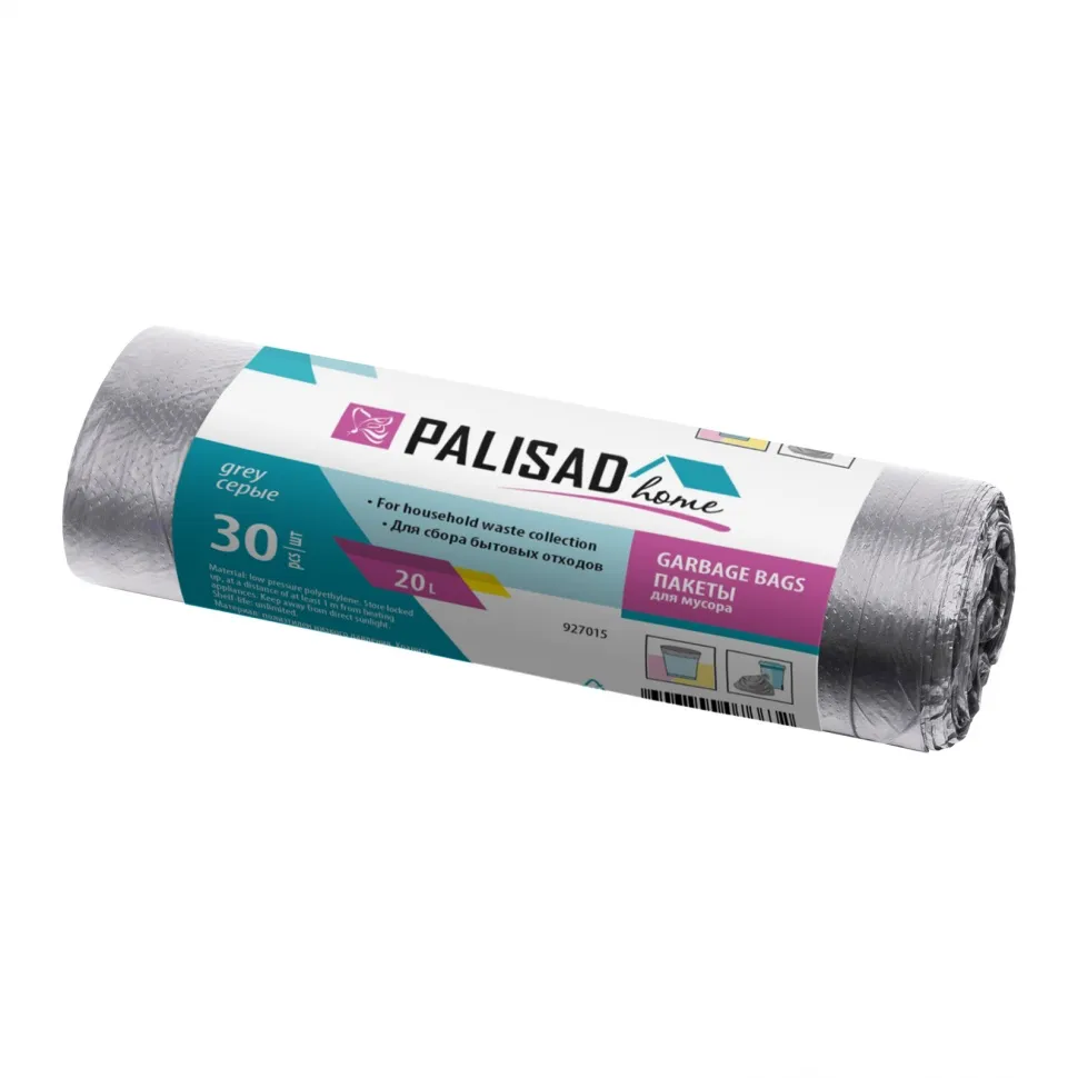 Пакеты для мусора, 20 л, 30 шт, 20 мкм. серые Home Palisad PALISAD 927015