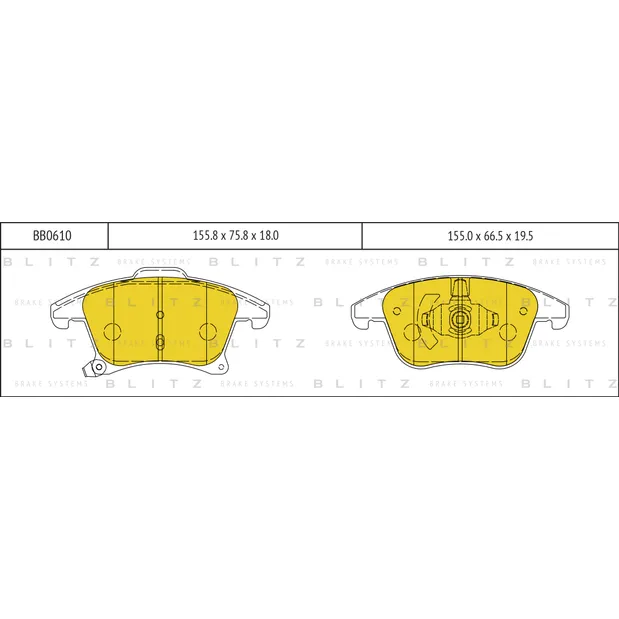Колодки тормозные дисковые передние FORD Mondeo/Galaxy/S-Max 14-> BLITZ BB0610