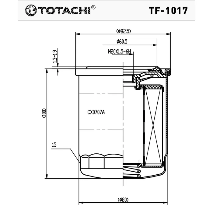 Фильтр топливный TOTACHI TF-1017 FC-174 23390-78020 TOTACHI TF-1017