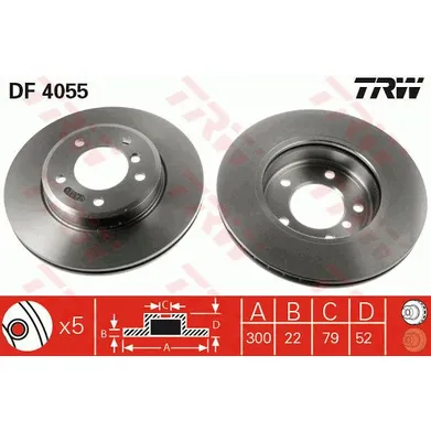 Диск тормозной передний BMW E46 /VENT.D=300MM TRW DF4055