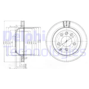 Диск тормозной задний AUDI Q7 06->/CAYENNE/TOUAREG 02-> D=330MM DELPHI BG3775