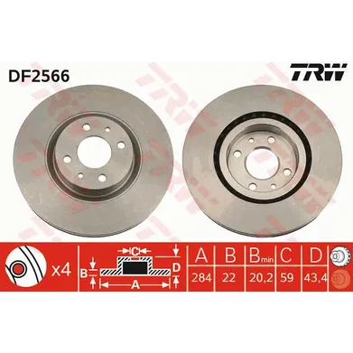 Диск тормозной передний FIAT TRW DF2566