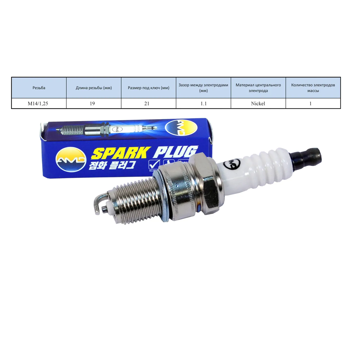 Свеча зажигания BPR5EY-11 Nickel CHEVROLET (Aveo T250, T255) (1,2) DAEWOO (Matiz M1 AMD AMD.PL44