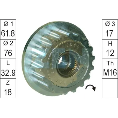 Шкив генератора VW TOUREG/T5 2.5TDi 03-09 ERA ZN5533