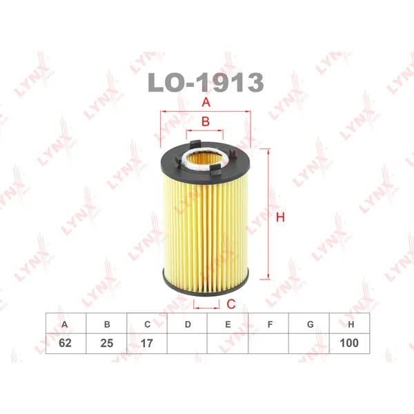 Фильтр масляный SSANG YOUNG New Action 2010-> mot.2,0L (G20) LYNXauto LO-1913