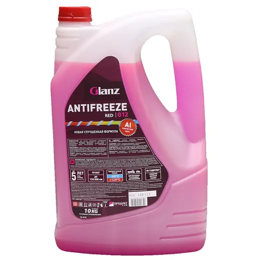 Антифриз GLANZ Antifreeze Red G12 готовый -40C красный 10 кг GL-010