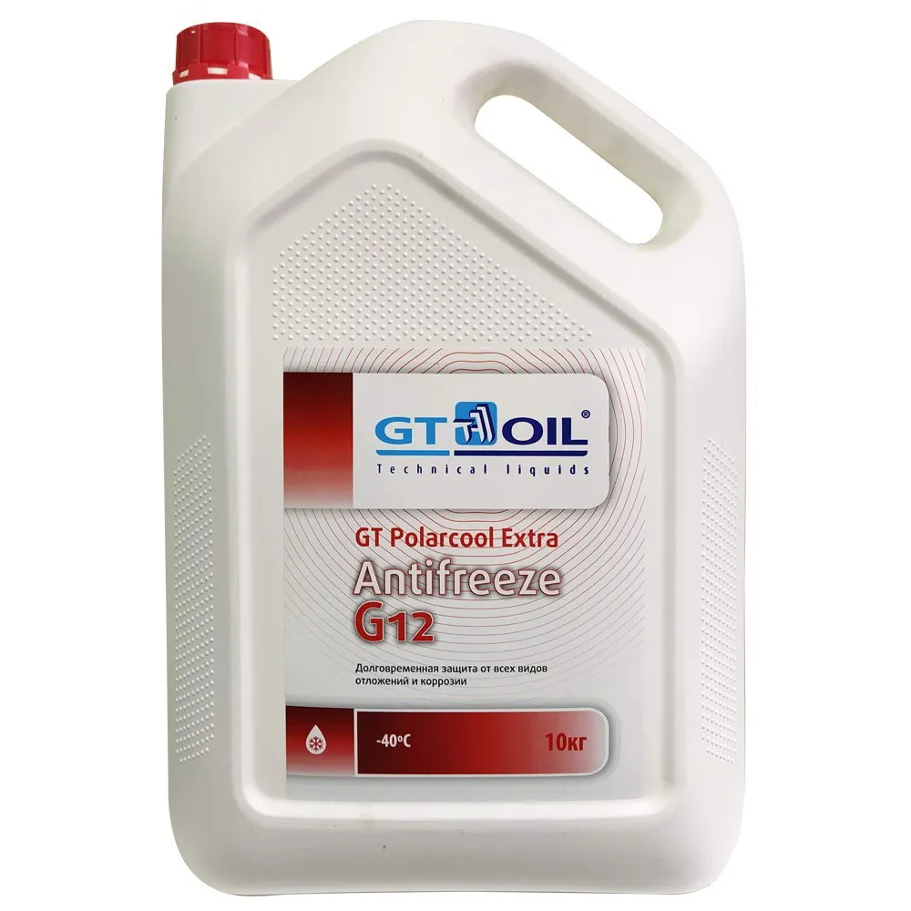 Антифриз GT OIL GT Polarcool Extra Antifreeze G12 G12 готовая -40C красный 10 кг 4606746008278