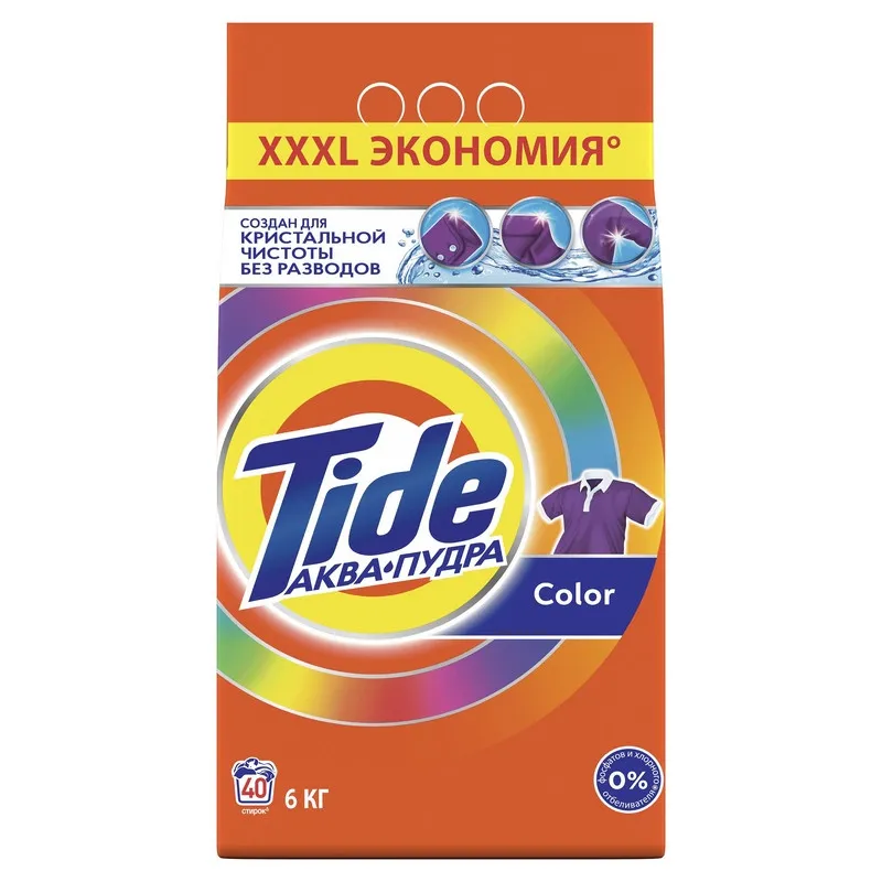 Порошок стиральный Tide Аква Пудра Color автомат 6кг д/цветного белья 618720