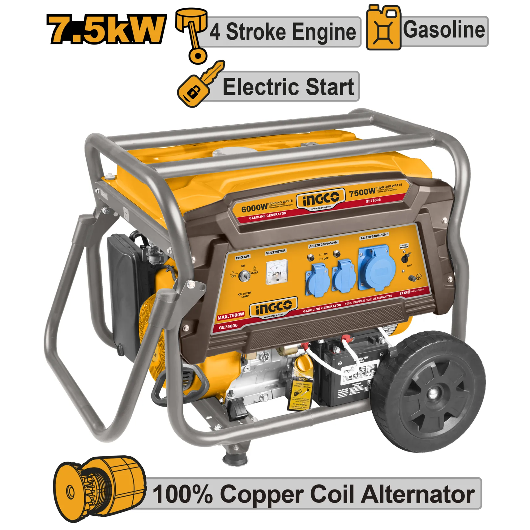 Бензиновый генератор INGCO GE75006