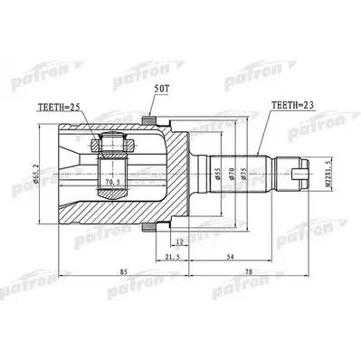 ШРУС наружный с кольцом ABS задний 23x55x25 ABS:50T HON PATRON PCV1338