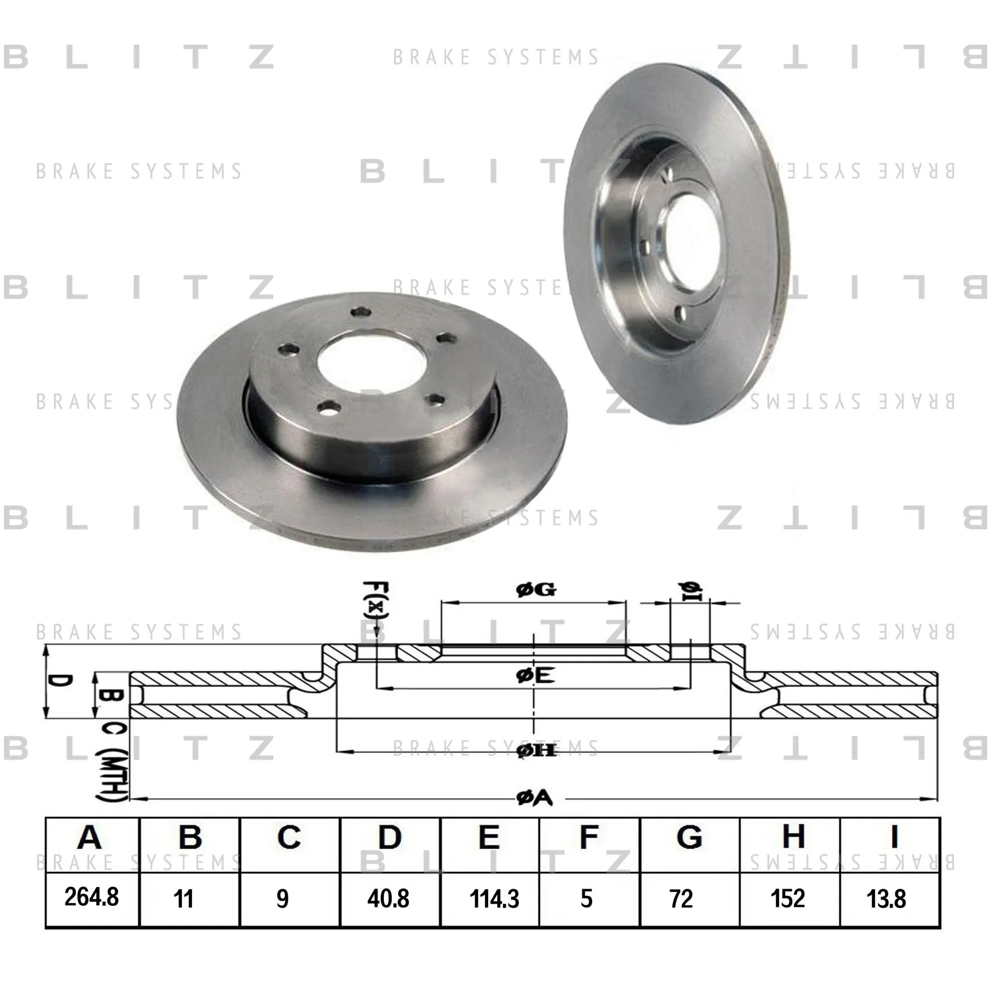 Диск тормозной задний MAZDA 3 03-> BLITZ BS0204