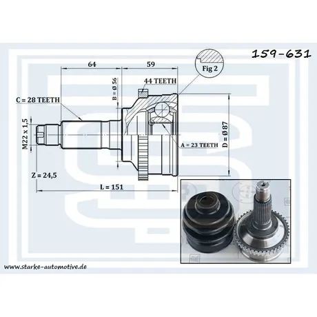 ШРУС MAZDA 626 IV (GE) / XEDOS 6 (CA) --04.97 с ABS STARKE 159-631