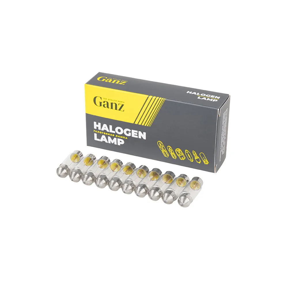 Лампа 12V C10W 10W SV8,5 GANZ 10 шт. BOX (10 шт. цена за 1 шт.) GIP06305