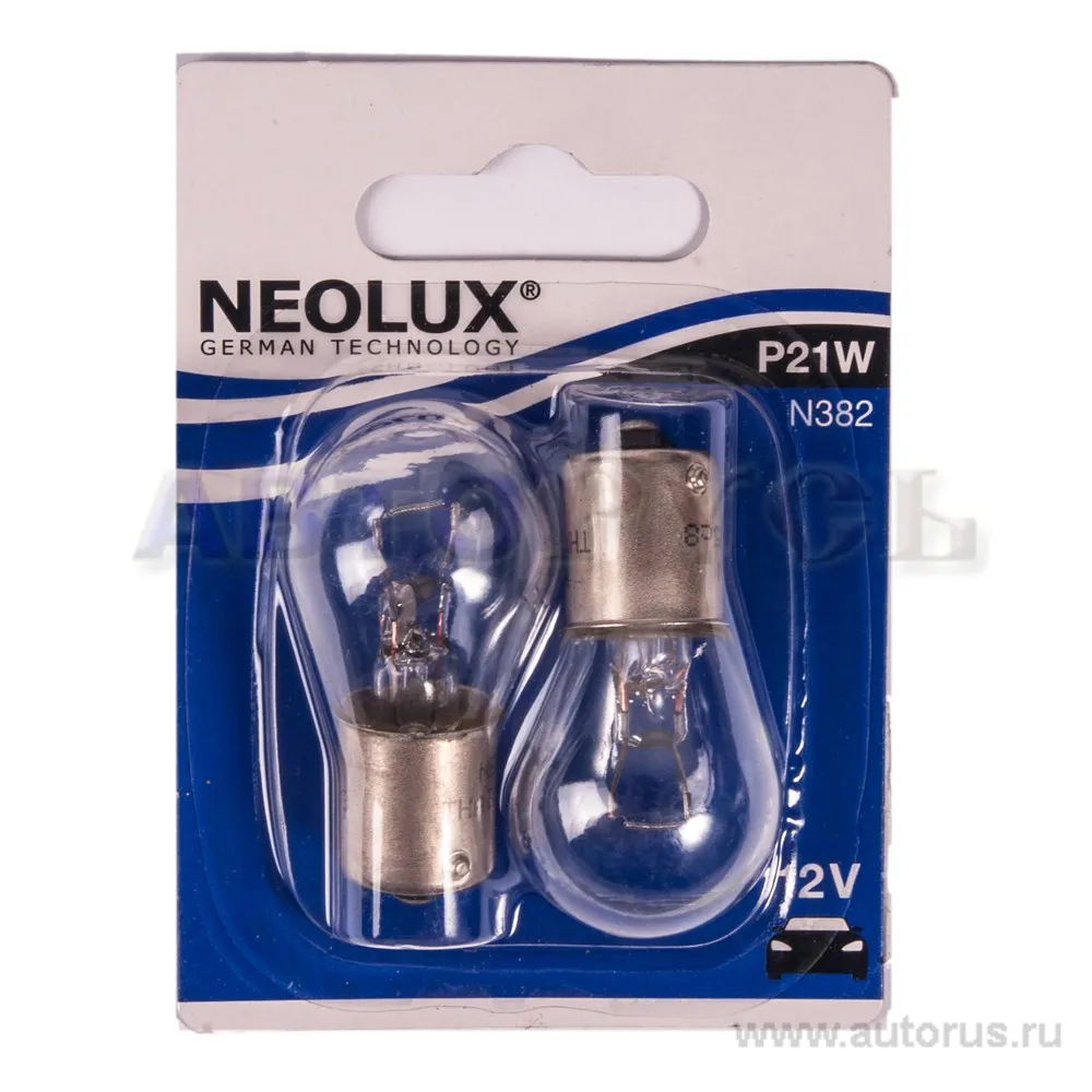 Лампа 12V P21W 21W BA15s NEOLUX Standart 2 шт. блистер N382-02B