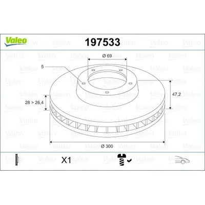 Диск тормозной передний VALEO 197533