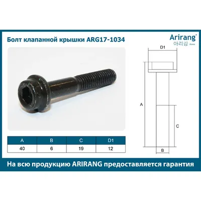 Болт клапанной крышки M6x1x41 Chevrolet (Aveo, Matiz) ARIRANG arg171034