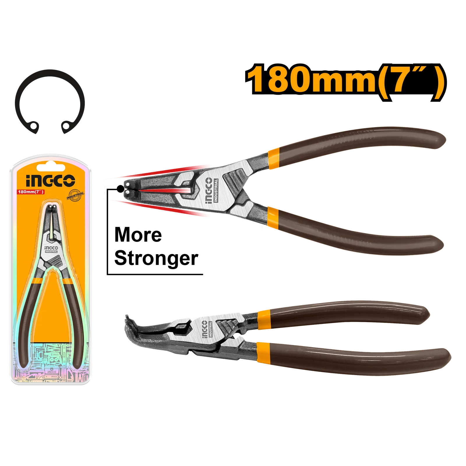 Съемник стопорных колец изогнутый 180 мм INGCO HCCP261804