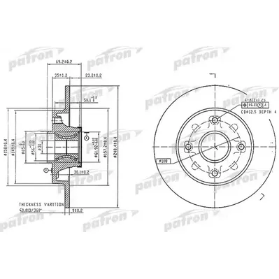 Диск тормозной задний с подшипником и кольцом ABS PEUGEOT: 2 PATRON PBD7016