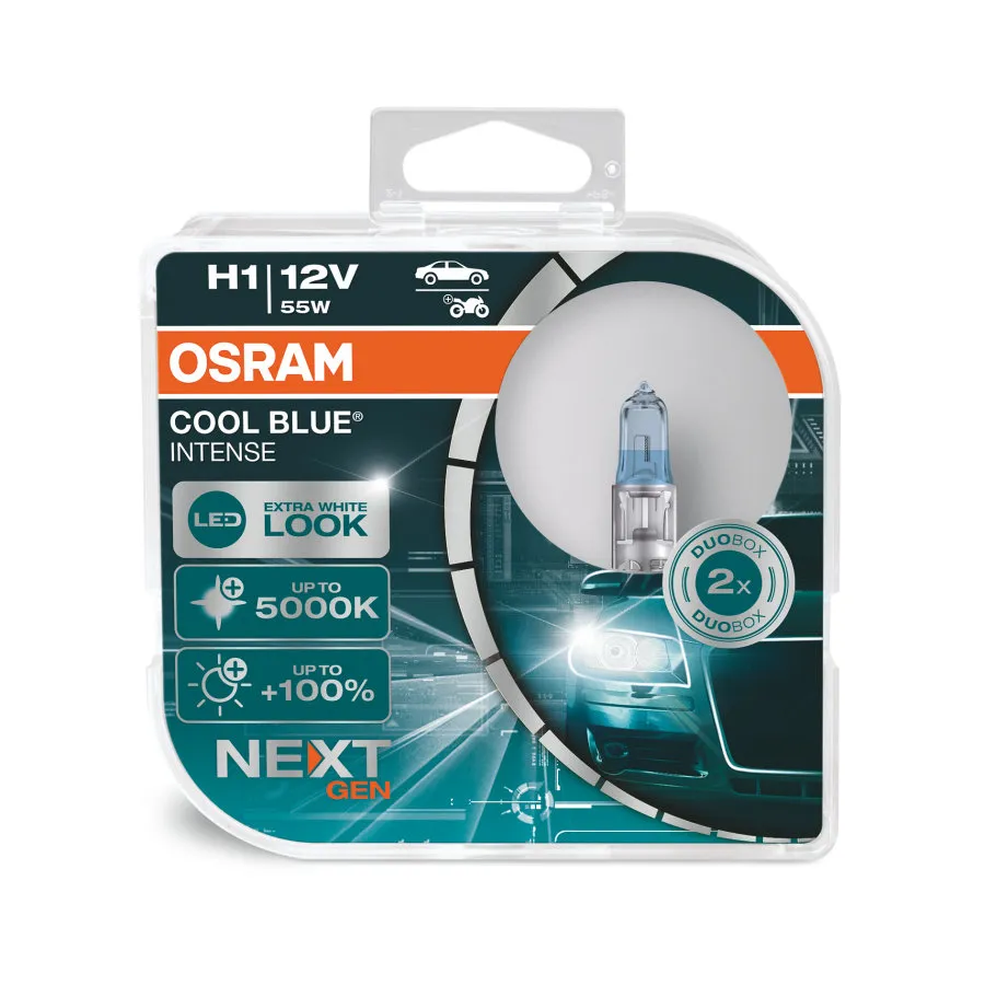 Лампа 12V H1 55W P14,5s 5000K OSRAM COOL BLUE INTENSE 2 шт. DUOBOX 64150CBNHCB