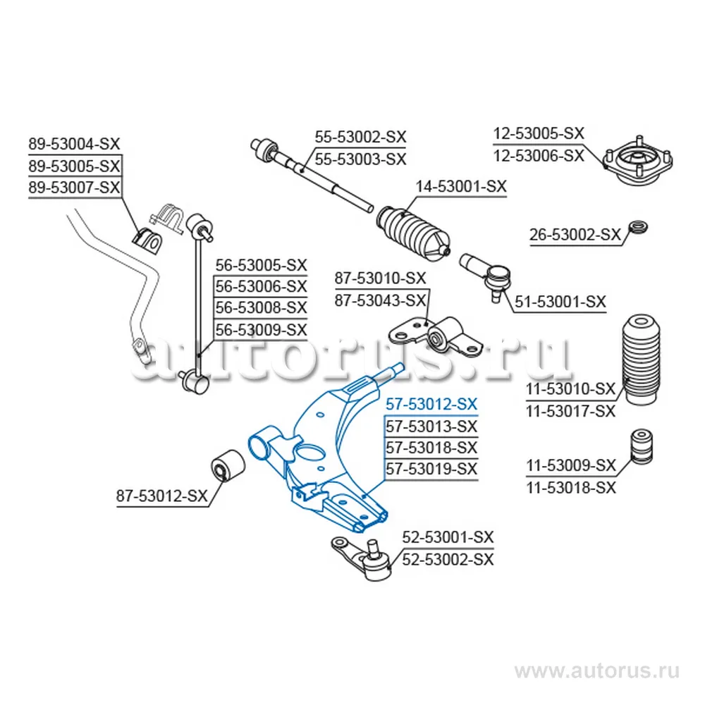 Рычаг п. KIA Carens 00-02/Shuma 00-03 (5753013_SX) STELLOX 5753012_SX
