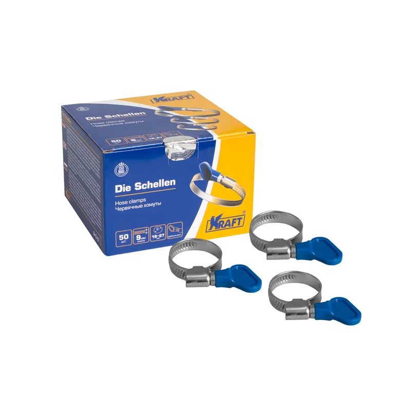 Хомут с ключом 16-27 мм KRAFT KT880503