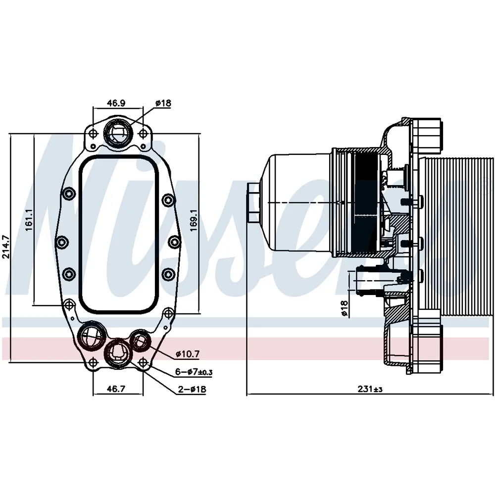 Радиатор масляный CITROEN: C5 III (RD/TD) 3.0HDi 240 09-, C6 (TD) 3.0HDi 09- \ JAGUAR: XF (CC9/JB) 3 NISSENS 90948