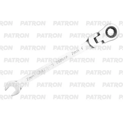 Ключ комбинированный трещоточный с шарниром, 7 мм PATRON P75707F