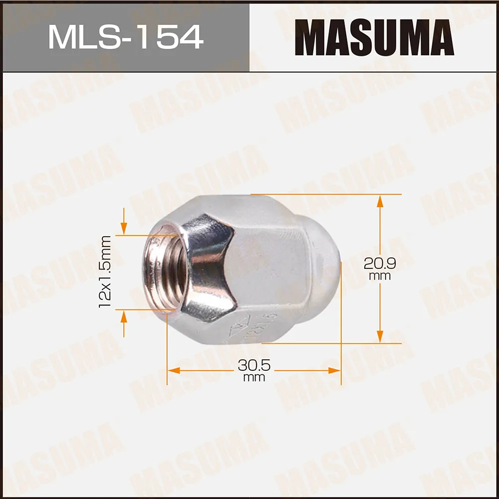 Гайка колесная 12x1.5 / под ключ=21 мм MASUMA MLS-154