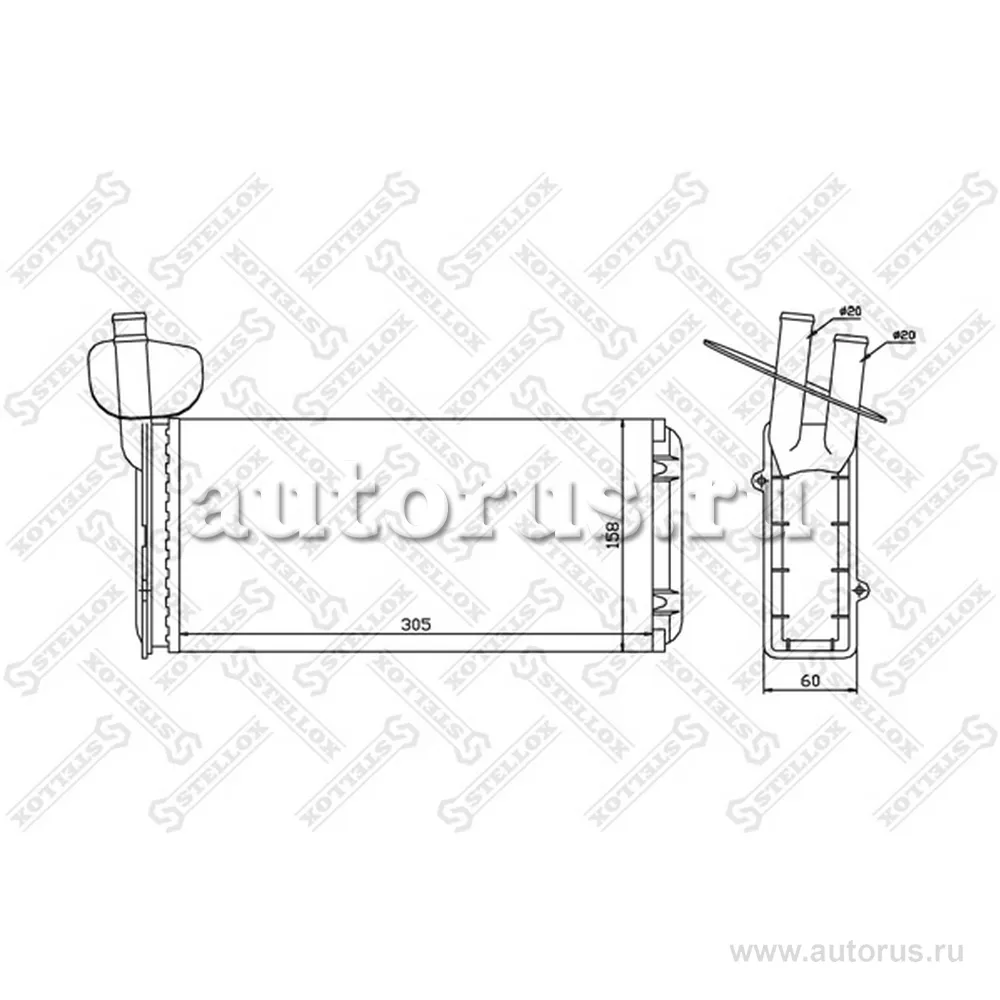 Радиатор печки без AC VW T4 90> STELLOX 10-35020-SX
