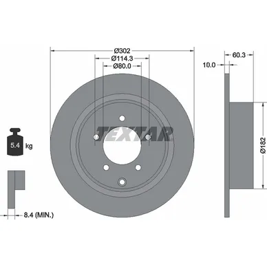 Диск тормозной задний с покрытием PRO CHRYSLER/DODGE/JEEP/LANCIA TEXTAR 92177303