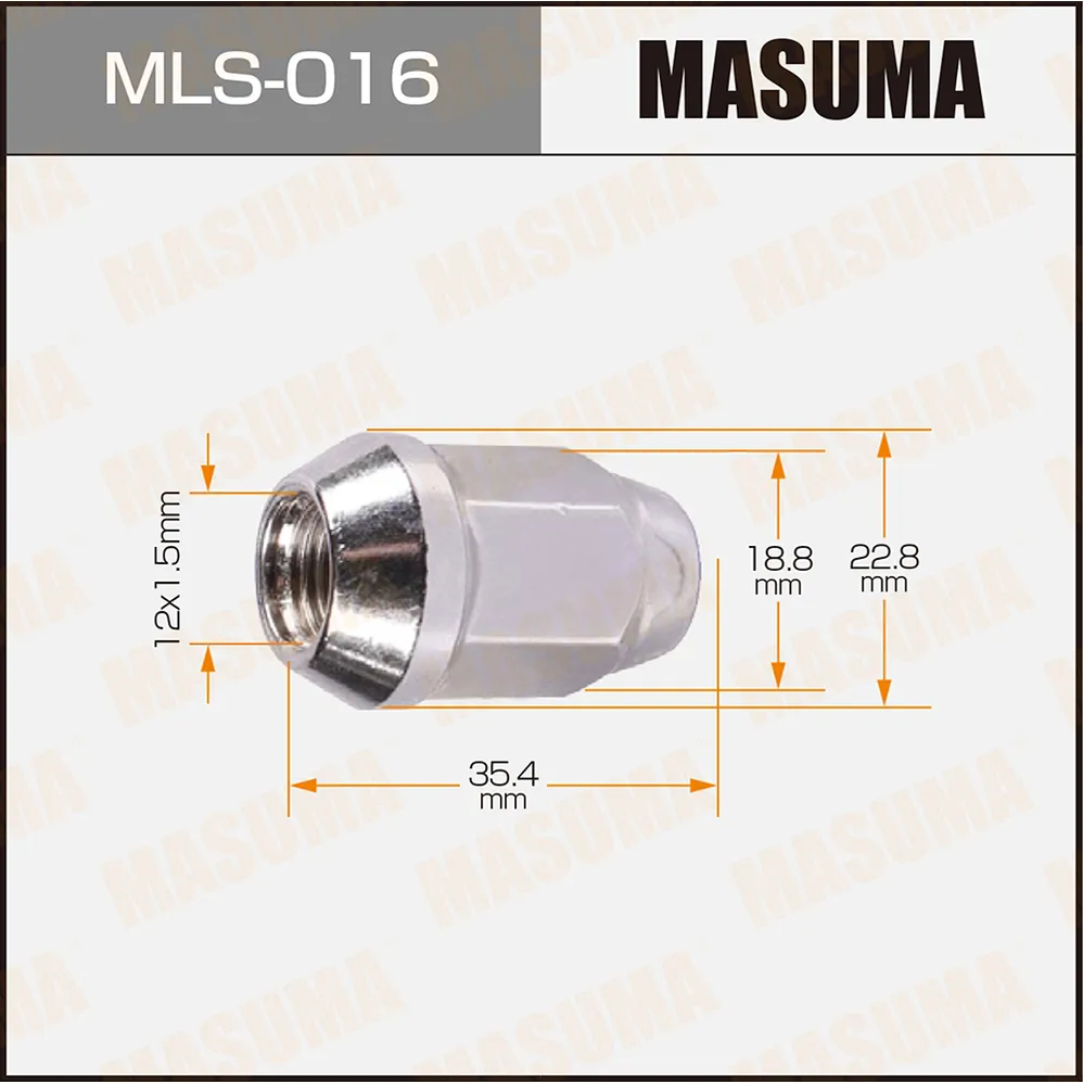 Гайка колесная 12x1.5 / под ключ=19 мм MASUMA MLS-016