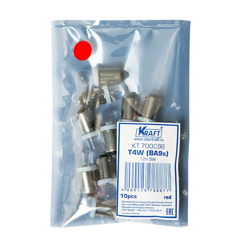 Лампа светодиодная 12V T4W 4W BA9s KRAFT 1 шт. картон KT700096