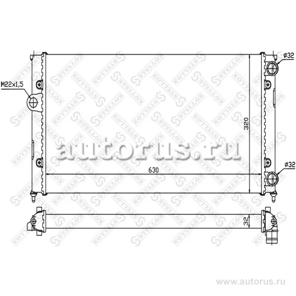 Радиатор системы охлаждения VW Golf/Vento 1.6-1.9TDi 91> STELLOX 1025069_SX