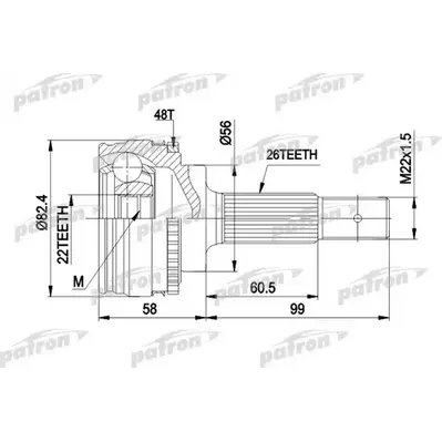 ШРУС наружн к-кт 26x56x22 ABS:48T TOYOTA: AVENSIS 1.6/1 PATRON PCV1484