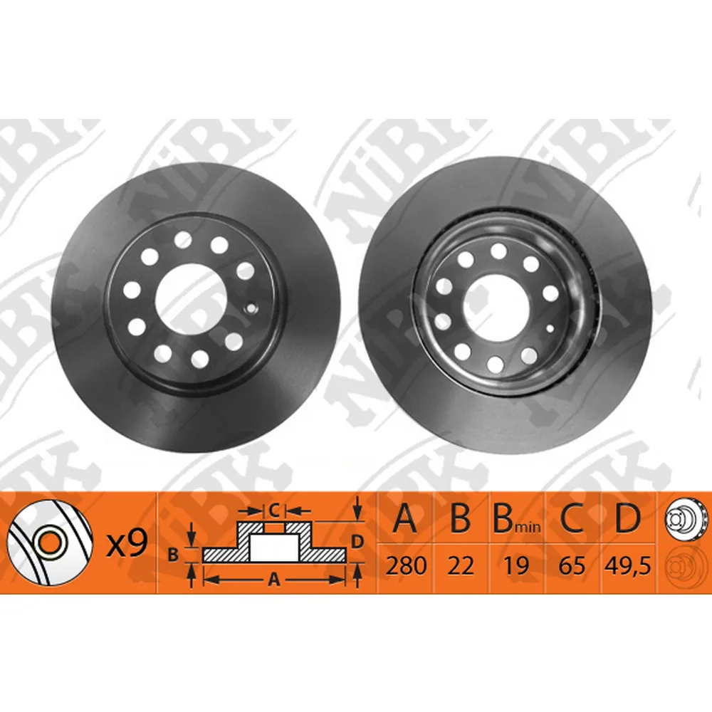 Диск тормозной передний VAG+SKODA ALL 03-> /VENT D=280MM NIBK RN1179